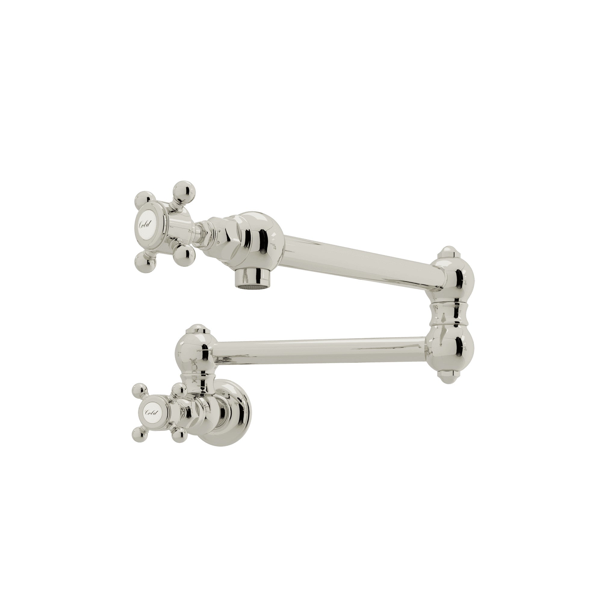 Rohl Llenador de Ollas de Pared con Brazo Abatible - Manija de Cruz - Níquel Pulido