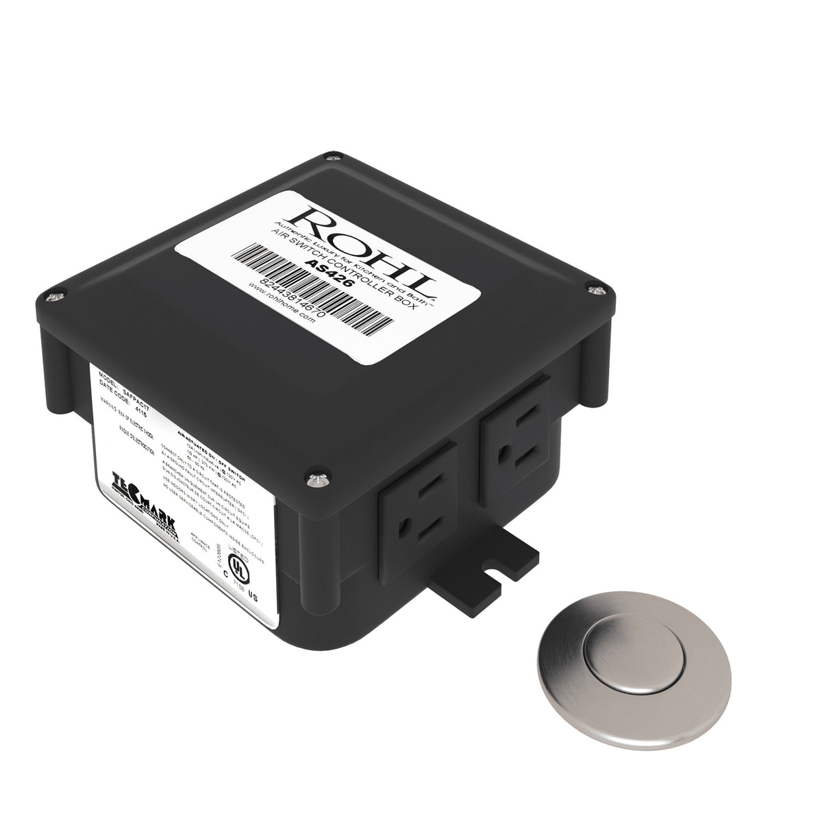 Rohl Caja de Control para Triturador con Botón Neumático - Transicional - Níquel Satinado