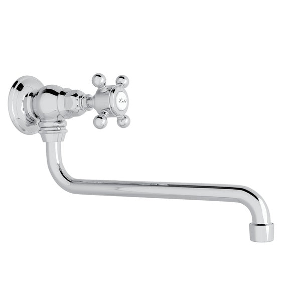 Rohl Llenador de Ollas de Pared, Alcance 11 3/4" - Manija de Cruz - Cromo Pulido