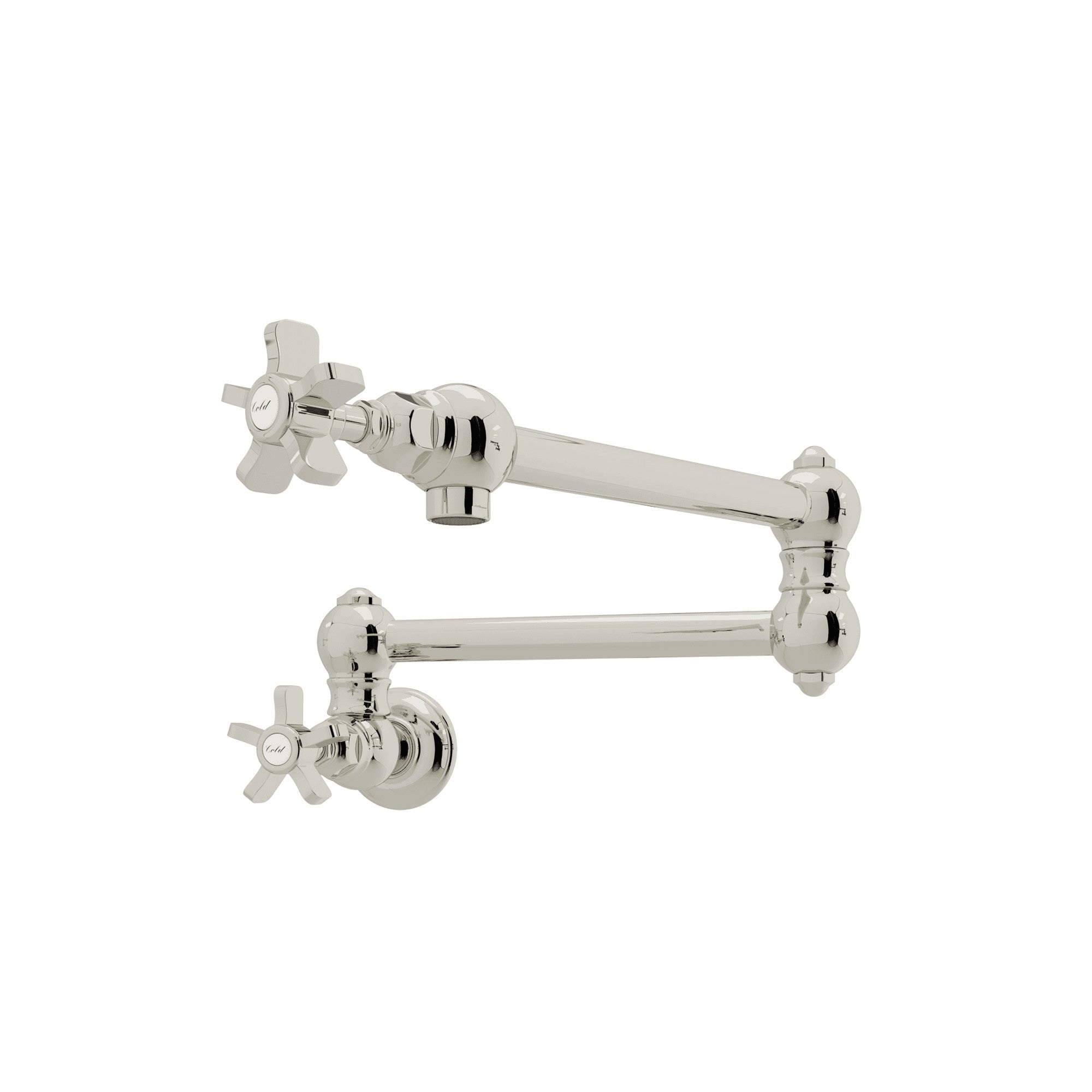 Rohl Llenador de Ollas de Pared con Brazo Abatible - Manija de Cruz de Cinco Radios - Níquel Pulido