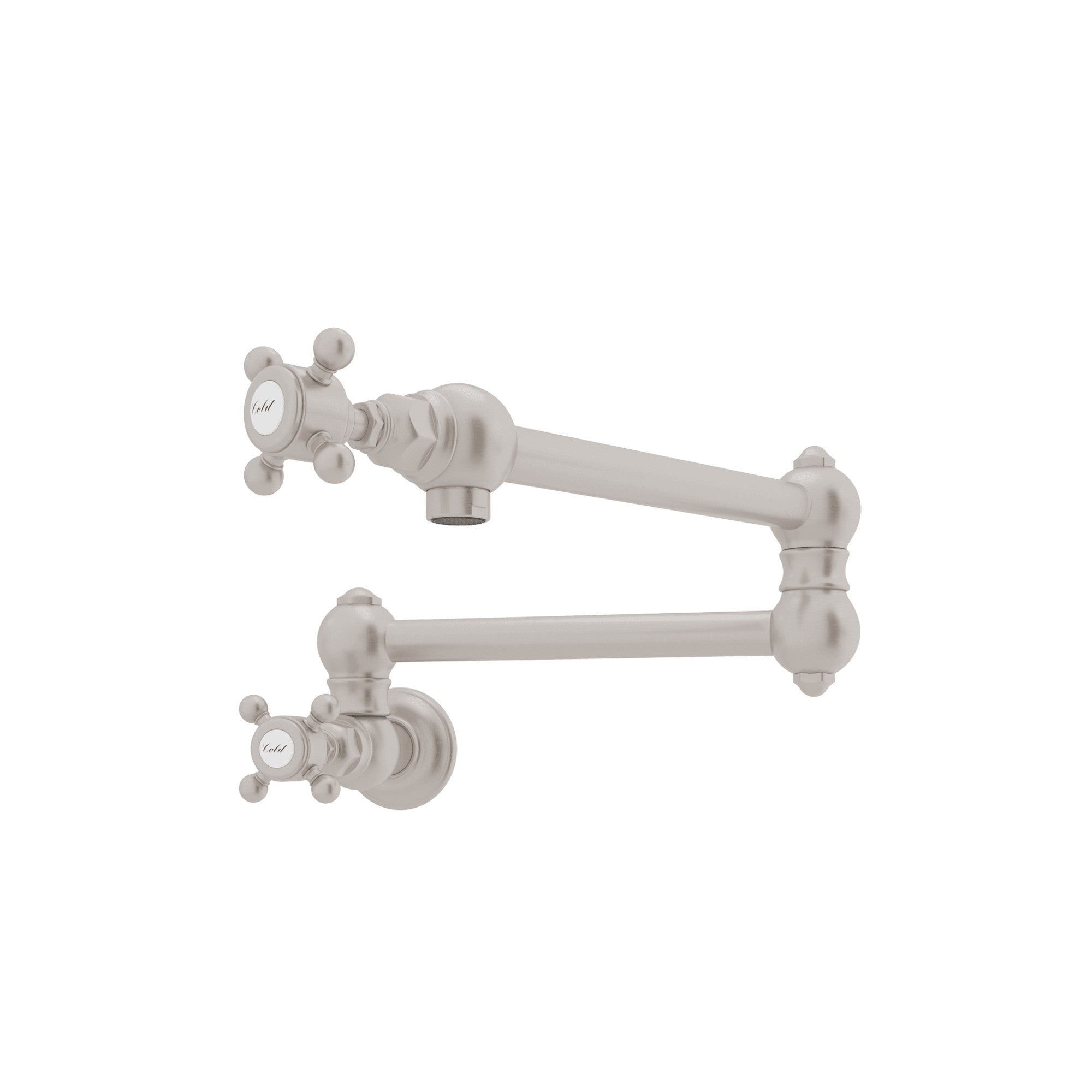 Rohl Llenador de Ollas de Pared con Brazo Abatible - Manija de Cruz - Níquel Satinado