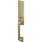 Emtek Juego de Entrada — Select Monolithic Tubular Smooth_R-Bar — Latón Satinado