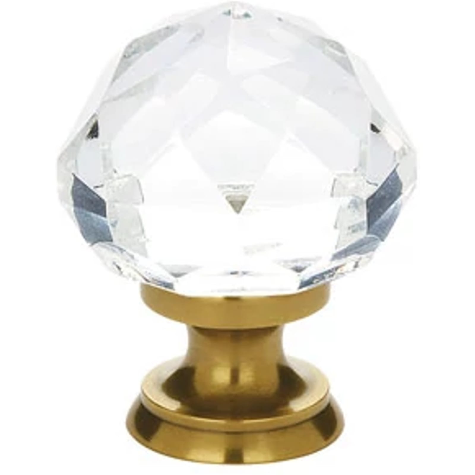 Emtek Perilla de Gabinete Diamond de Vidrio — Latón Francés Antiguo