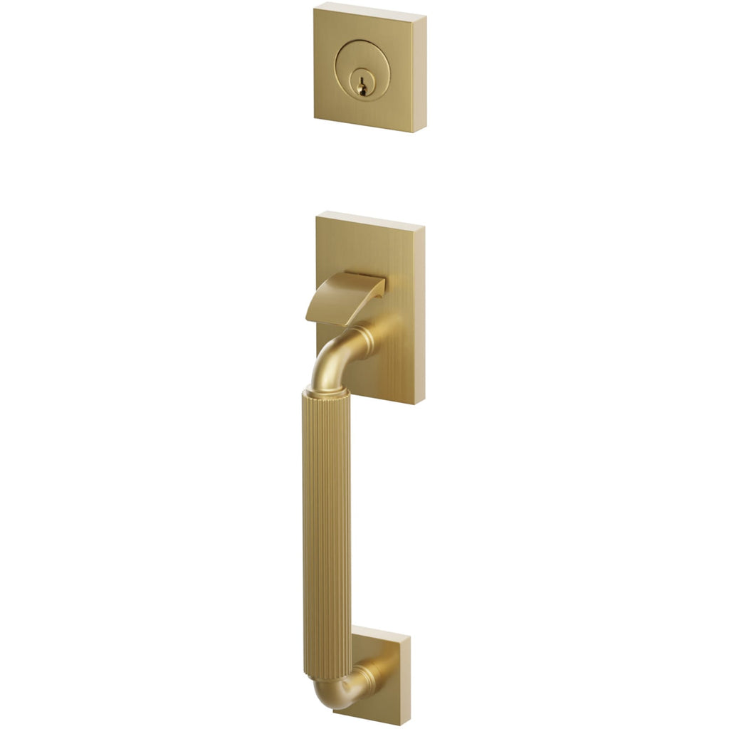 Emtek Juego de Entrada — Select Sectional Tubular Straight Knurled_R-Bar Stem — Francés Antiguo