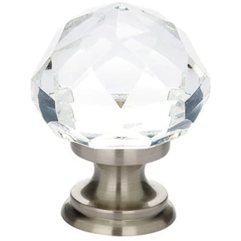 Emtek Perilla de Gabinete Diamond de Vidrio — Níquel Satinado