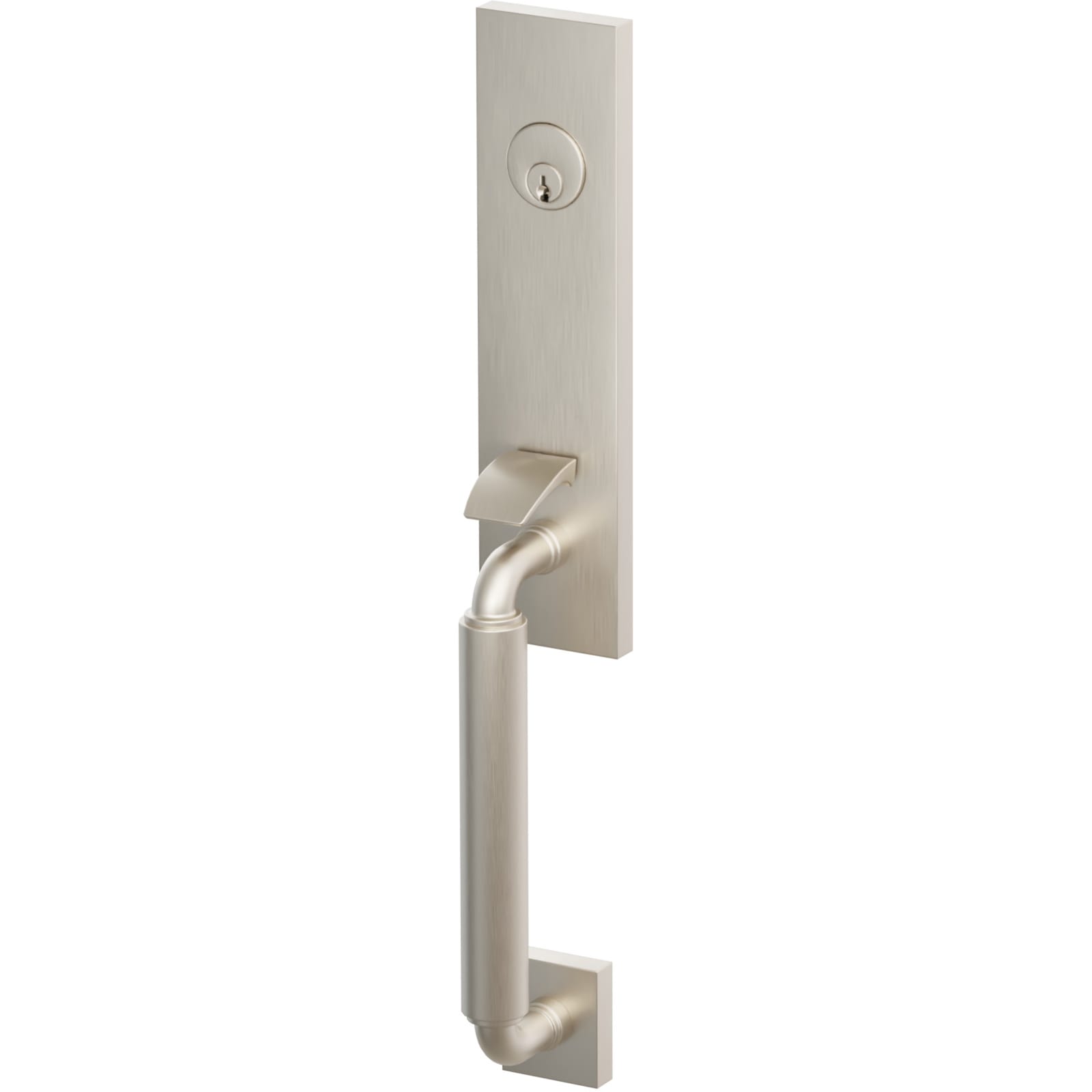 Emtek Juego de Entrada — Select Monolithic Tubular Smooth_R-Bar — Níquel Satinado