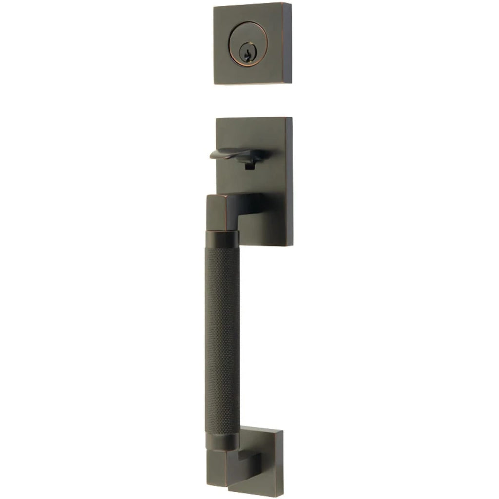 Emtek Juego de Entrada — Hercules Knurled Sectional — Bronce Aceitado