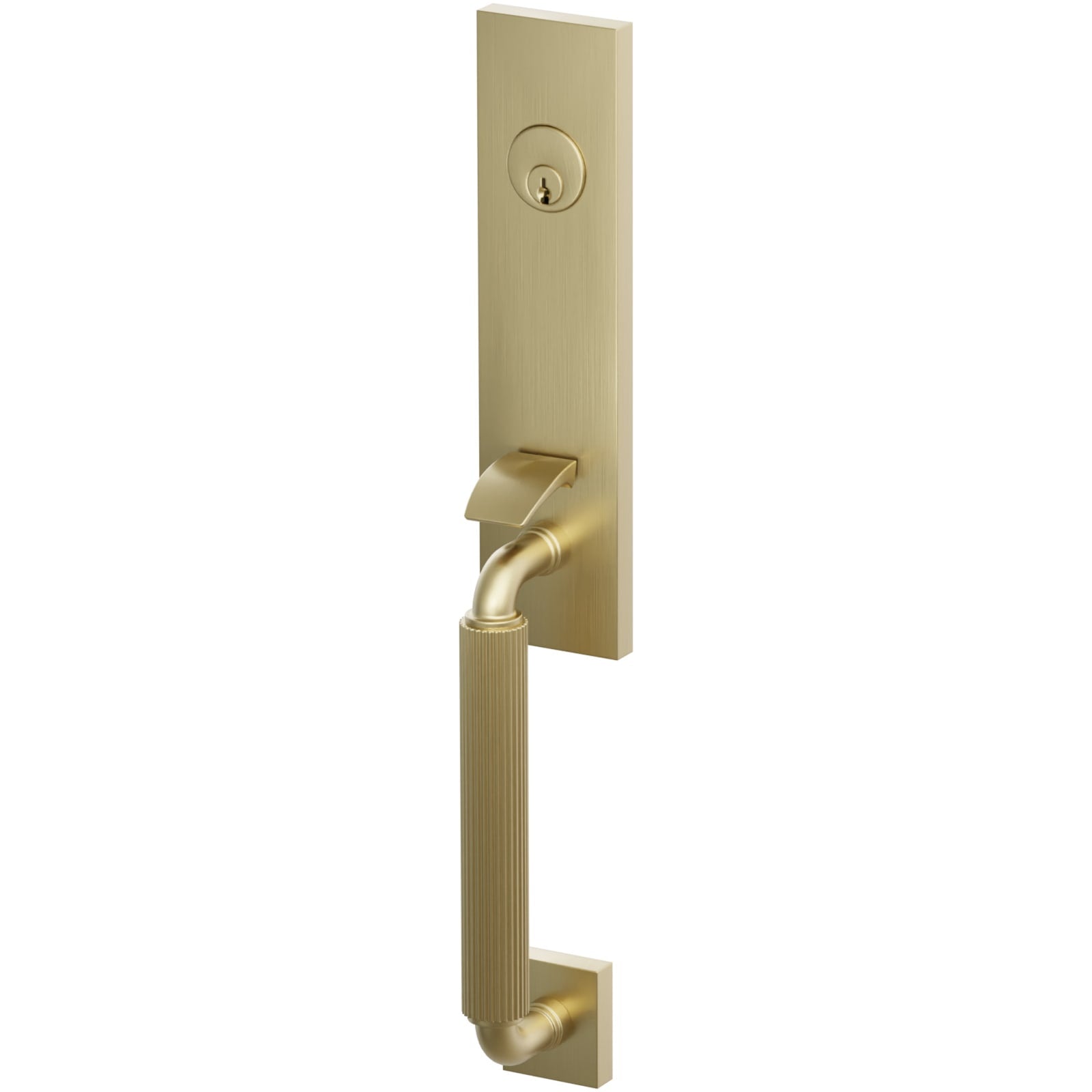 Emtek Juego de Entrada — Select Straight Knurled Monolithic Mortise_R-Bar Stem