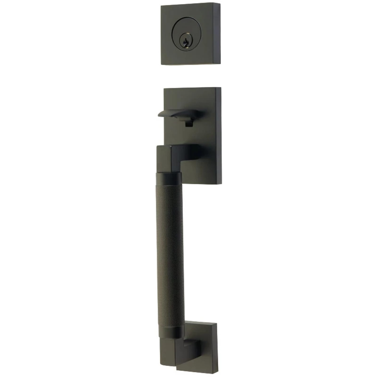 Emtek Juego de Entrada — Hercules Knurled Sectional — Negro Mate