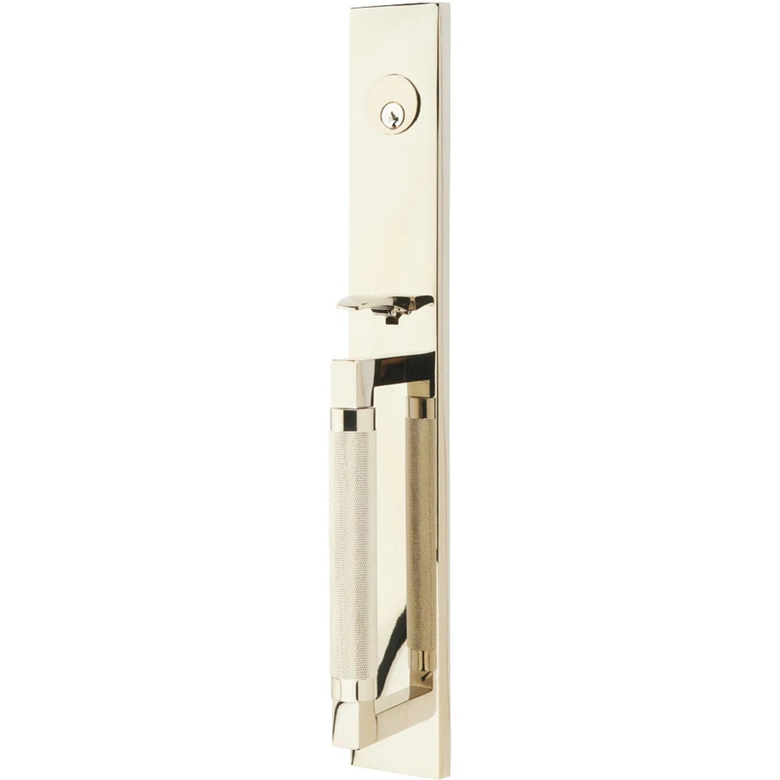 Emtek Juego de Entrada — Hercules Knurled Full Length Tubular — Níquel Pulido