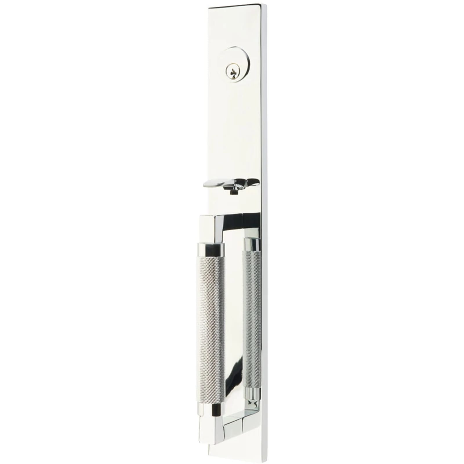 Emtek Juego de Entrada — Hercules Knurled Full Length Tubular — Cromo Pulido