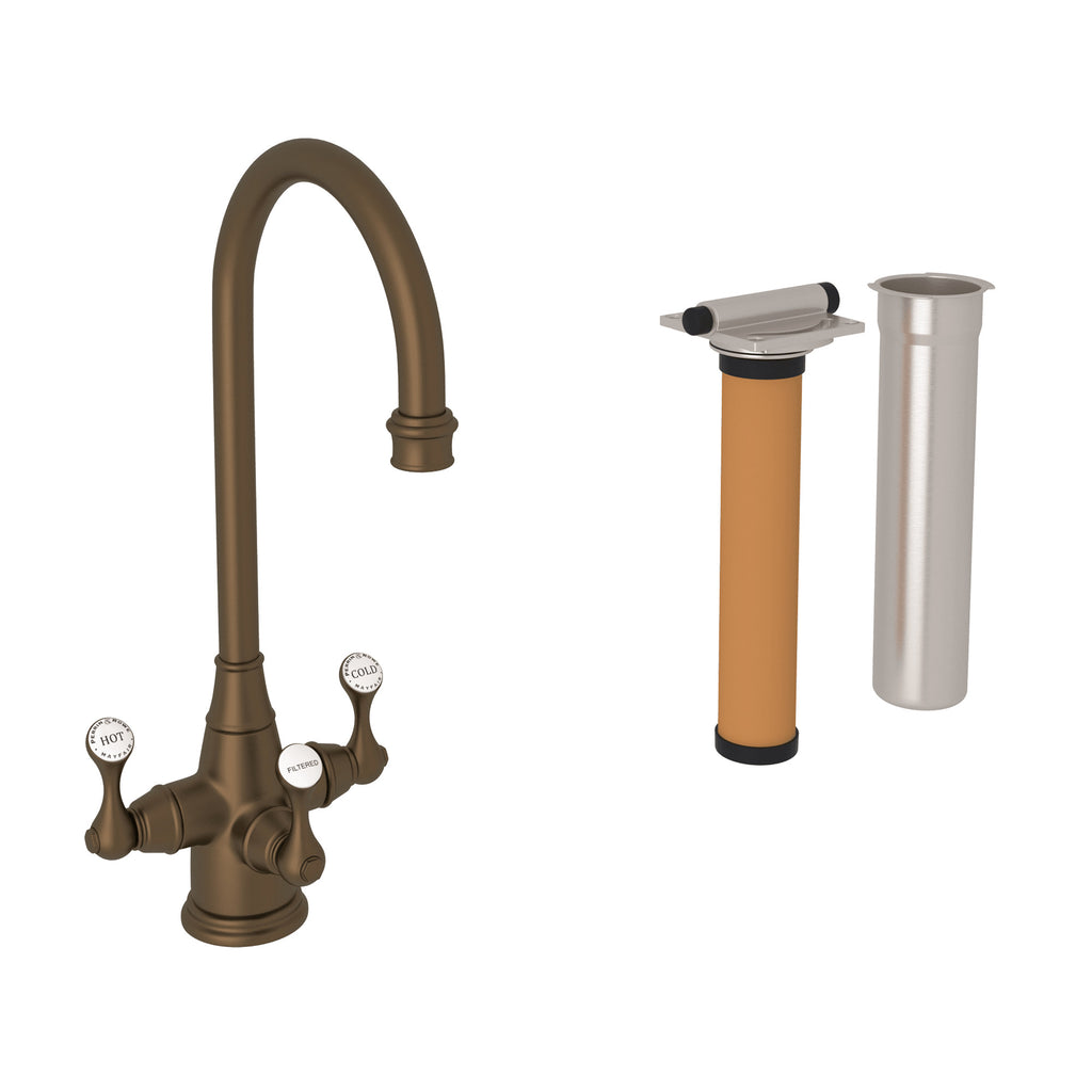 Rohl Georgian Era Kit de Mezcladora Filtradora de Bar y Preparación de Tres Manijas - Bronce Inglés