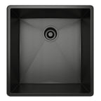 Rohl Forze Tarja Sencilla de Acero Inoxidable para Cocina o Bar 17" - Acero Inoxidable Negro