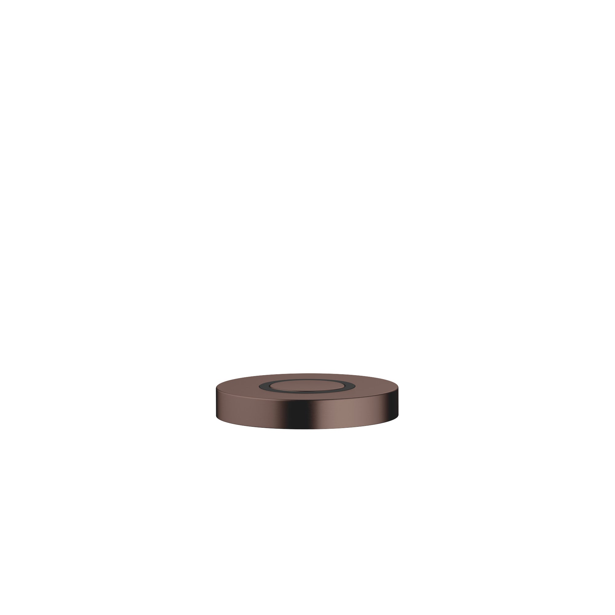 Botón neumático AIR SWITCH de Dornbracht, de perfil plano y circular, para accionar el triturador de desperdicios, acabado Dark Bronze cepillado (PVD)