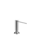 Dispensador de jabón Dornbracht de la serie VAIA, con roseta circular y cabezal dosificador giratorio, acabado Cromo