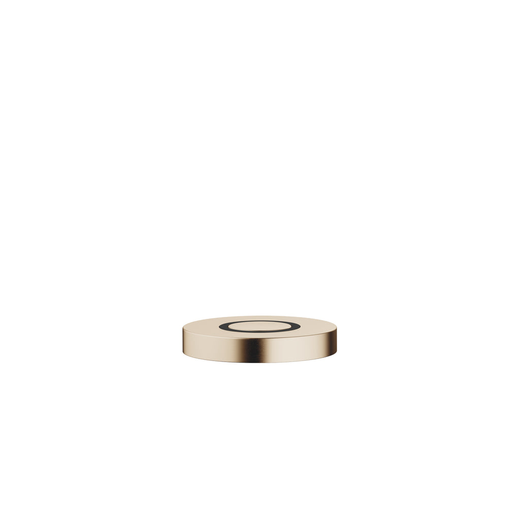 Botón neumático AIR SWITCH de Dornbracht, de perfil plano y circular, para accionar el triturador de desperdicios, acabado Champagne cepillado (Oro 22k)