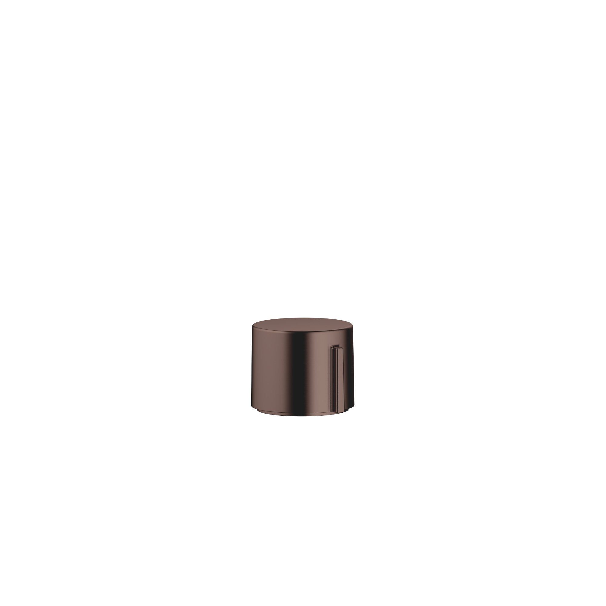 Accionamiento excéntrico Dornbracht con maneta giratoria de cuerpo cilíndrico sin roseta, vista frontal sobre fondo blanco, acabado Dark Bronze cepillado (PVD)