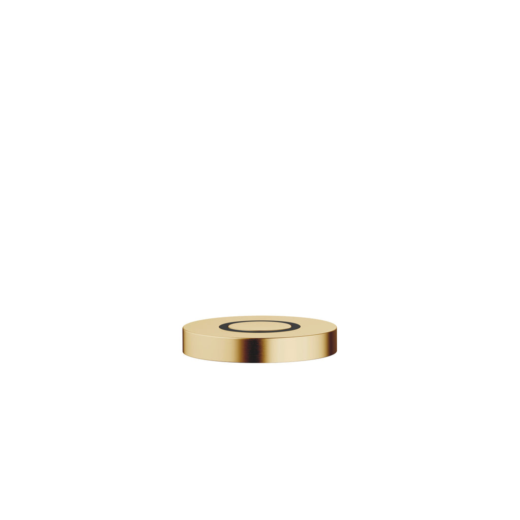 Botón neumático AIR SWITCH de Dornbracht, de perfil plano y circular, para accionar el triturador de desperdicios, acabado Latón cepillado (Oro 23k)