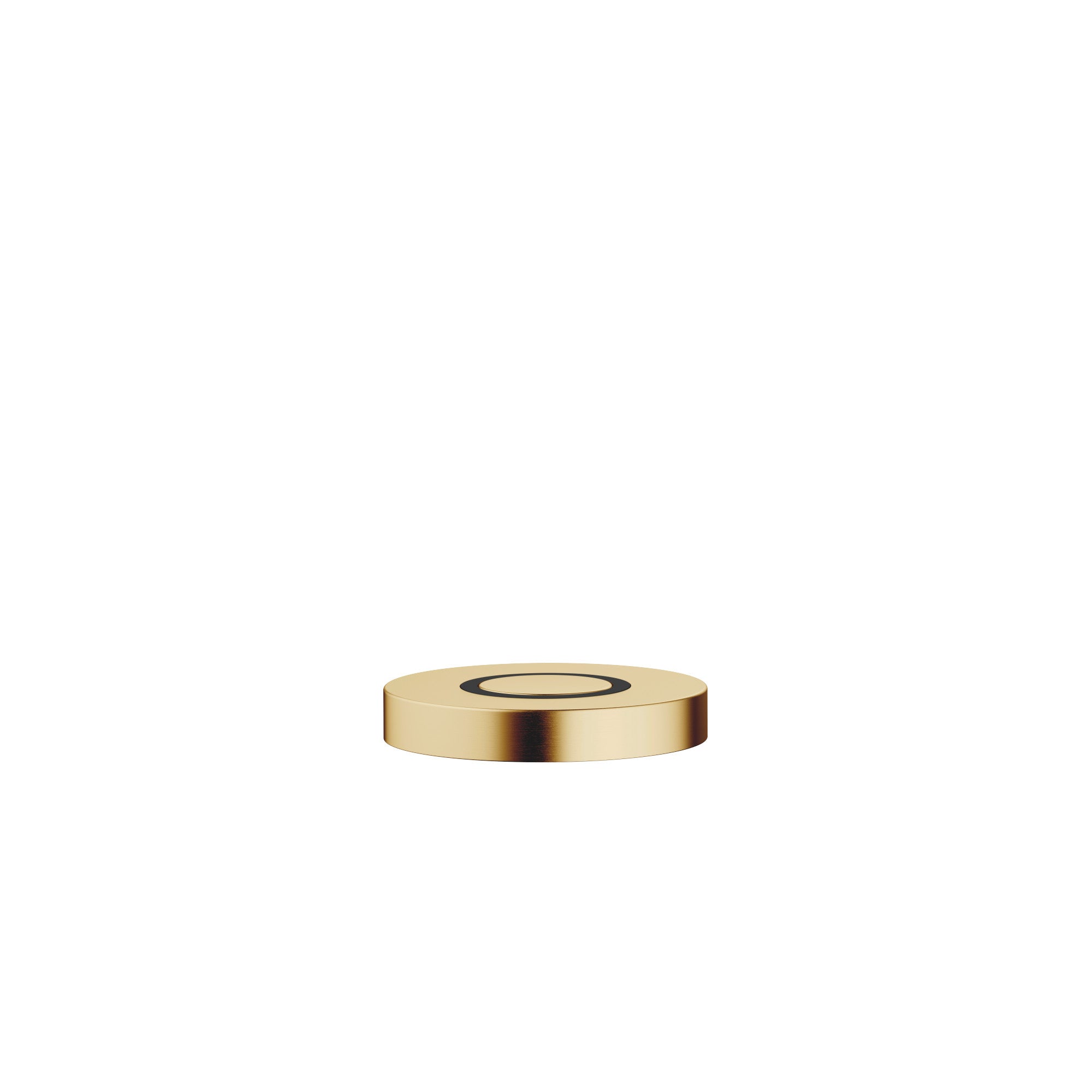 Botón neumático AIR SWITCH de Dornbracht, de perfil plano y circular, para accionar el triturador de desperdicios, acabado Latón cepillado (Oro 23k)