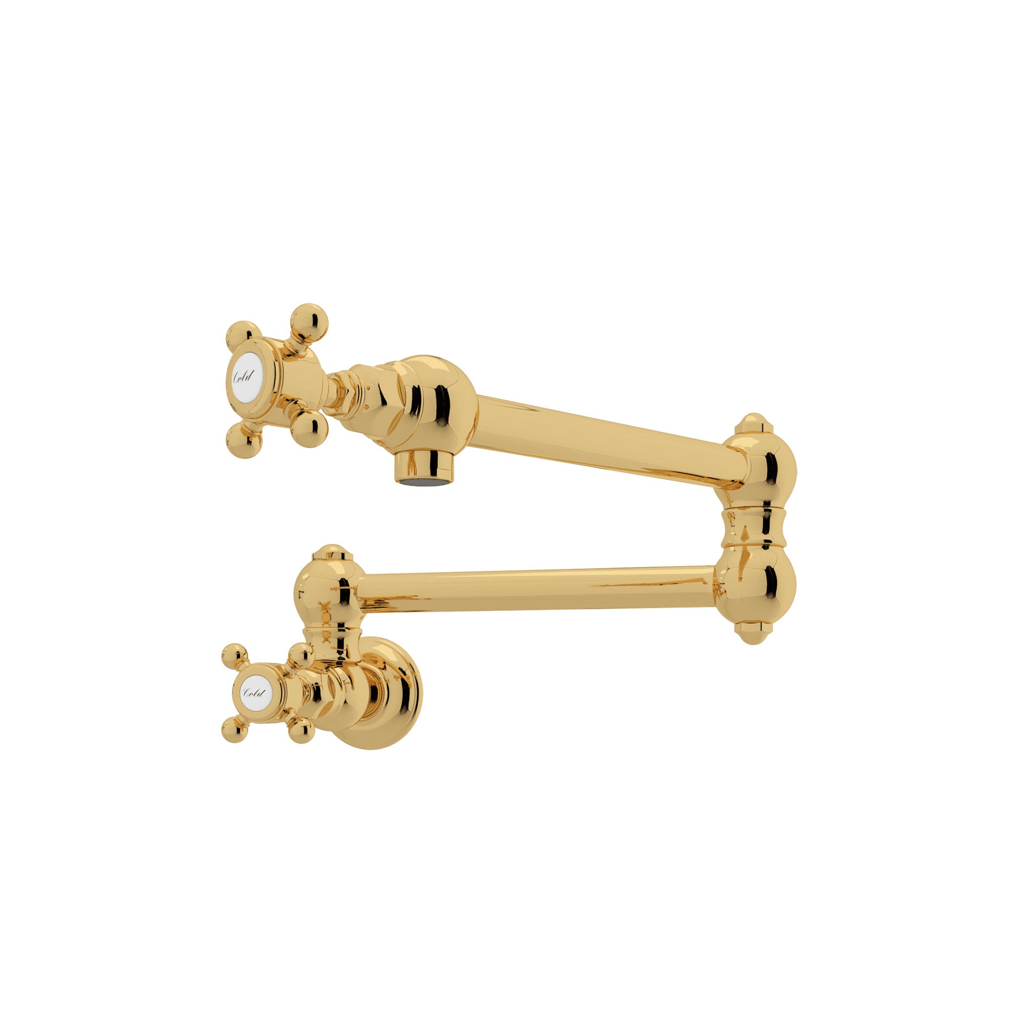 Rohl Llenador de Ollas de Pared con Brazo Abatible - Manija de Cruz - Latón Italiano