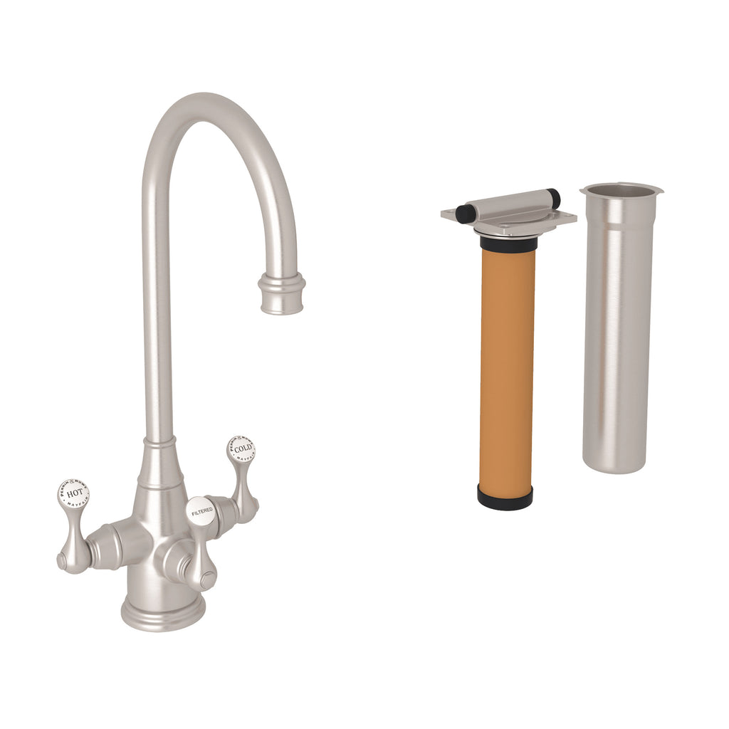 Rohl Georgian Era Kit de Mezcladora Filtradora de Bar y Preparación de Tres Manijas - Níquel Satinado