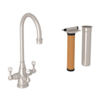 Rohl Georgian Era Kit de Mezcladora Filtradora de Bar y Preparación de Tres Manijas - Níquel Satinado
