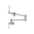 Rohl Llenador de Ollas de Pared con Brazo Abatible - Palanca de Porcelana Blanca - Cromo Pulido