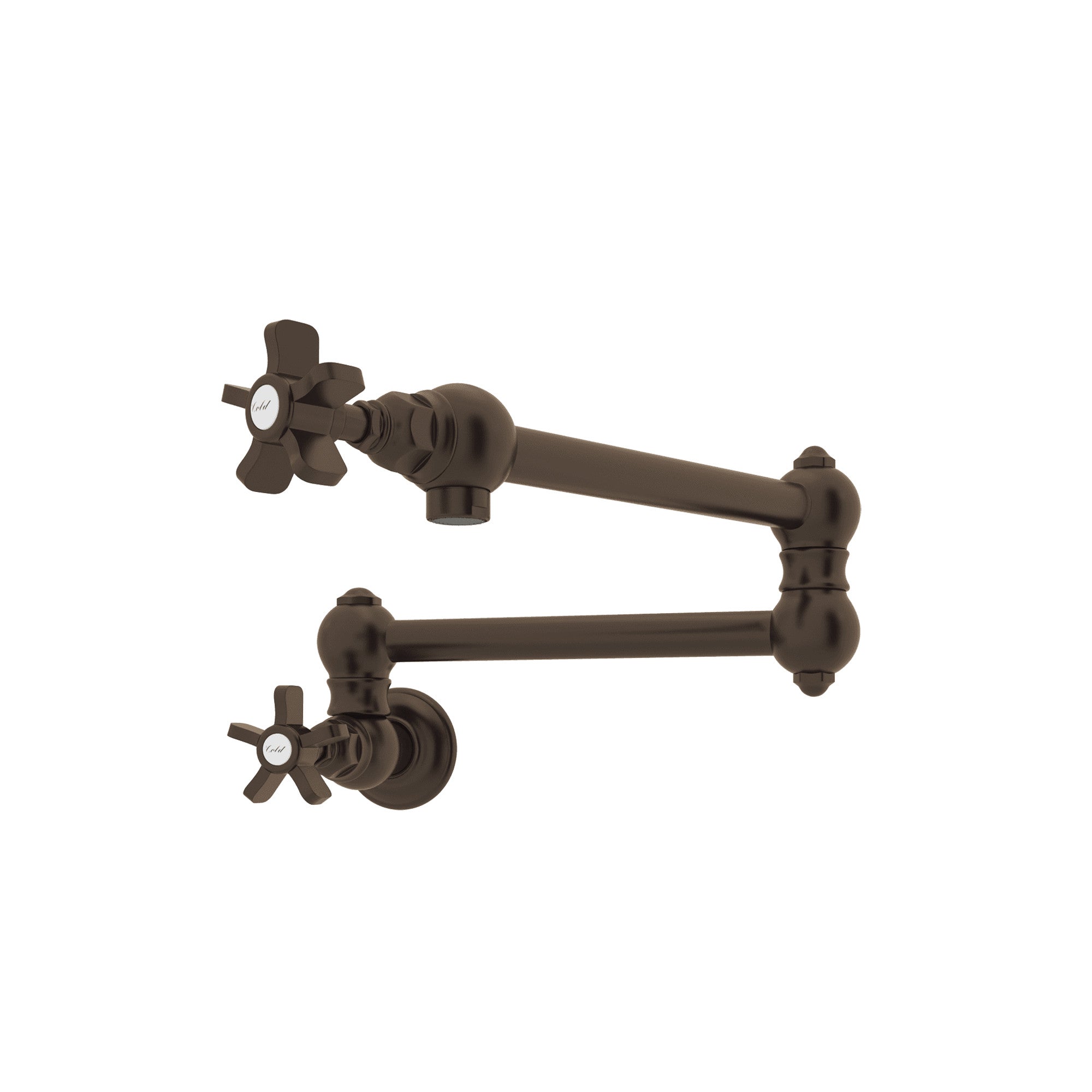Rohl Llenador de Ollas de Pared con Brazo Abatible - Manija de Cruz de Cinco Radios - Latón Toscano