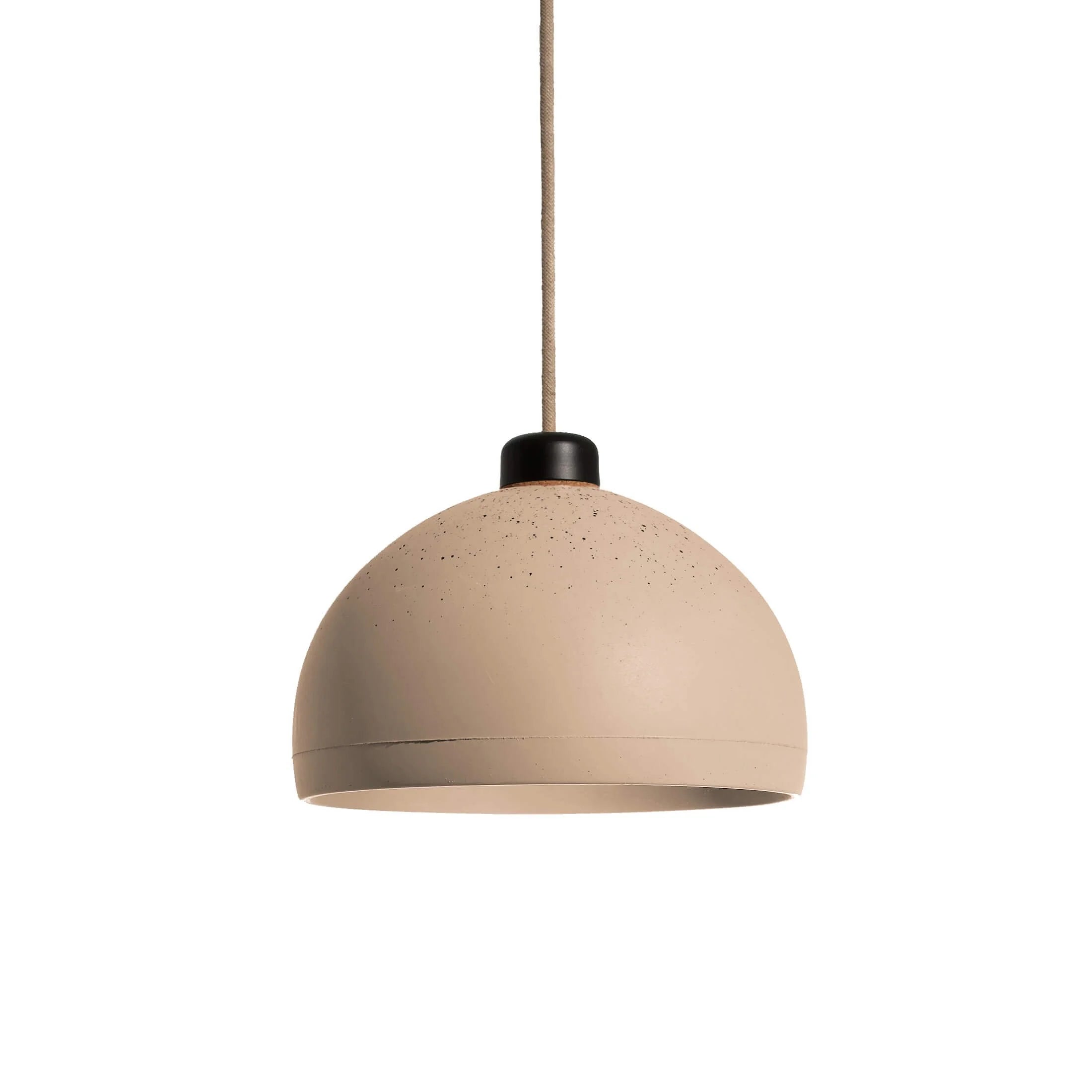 lámpara colgante de concreto color durazno canope negro