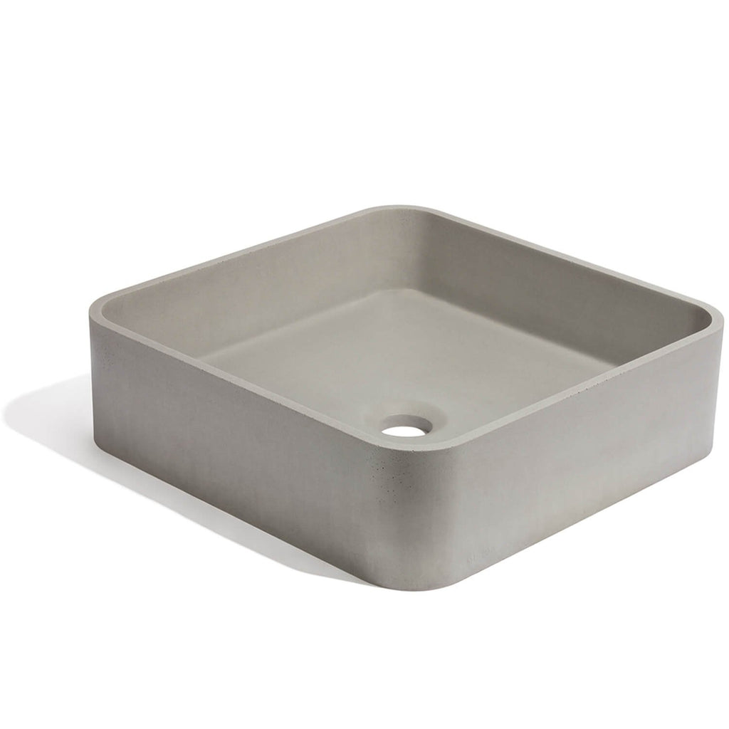 Lavabo de concreto cuadrado en color gris natural