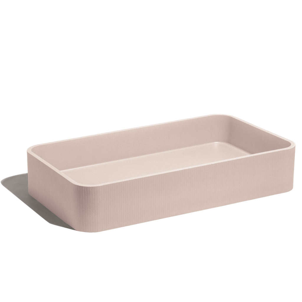 Lavabo de concreto rectangular  marca Mistoa en color rosa crudo