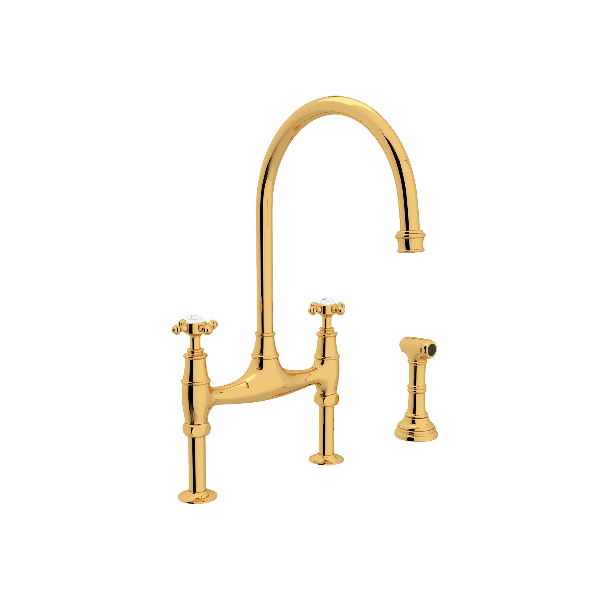 Rohl Georgian Era Mezcladora de Cocina Tipo Puente con Aspersor Lateral - Oro Inglés