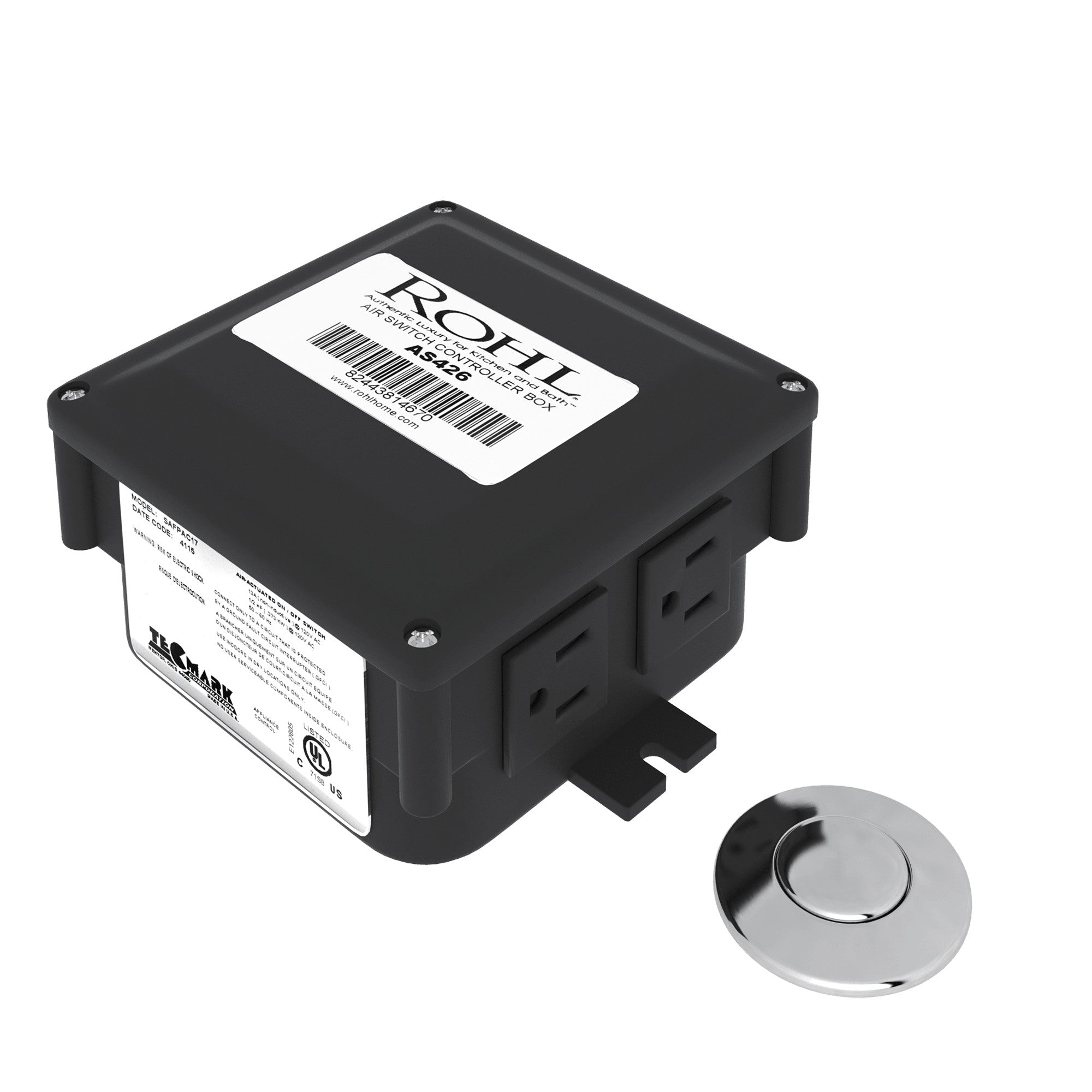 Rohl Caja de Control para Triturador con Botón Neumático - Transicional - Cromo Pulido