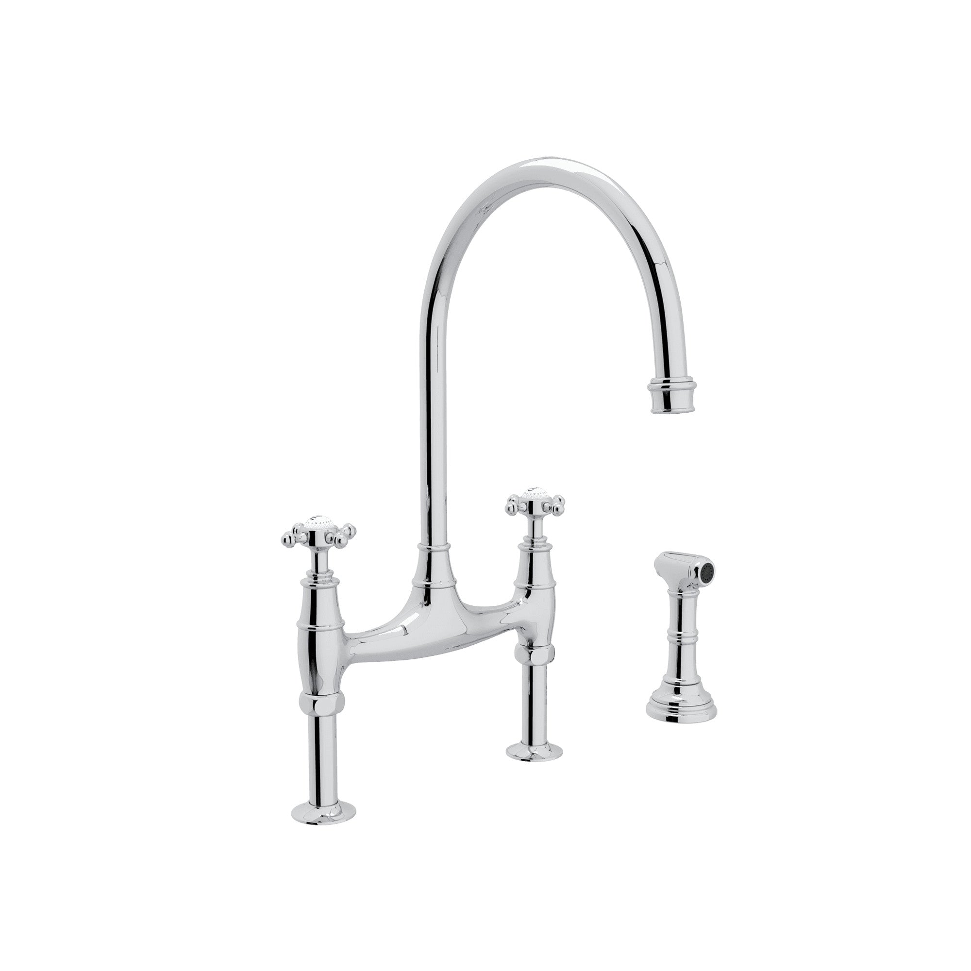 Rohl Georgian Era Mezcladora de Cocina Tipo Puente con Aspersor Lateral - Cromo Pulido