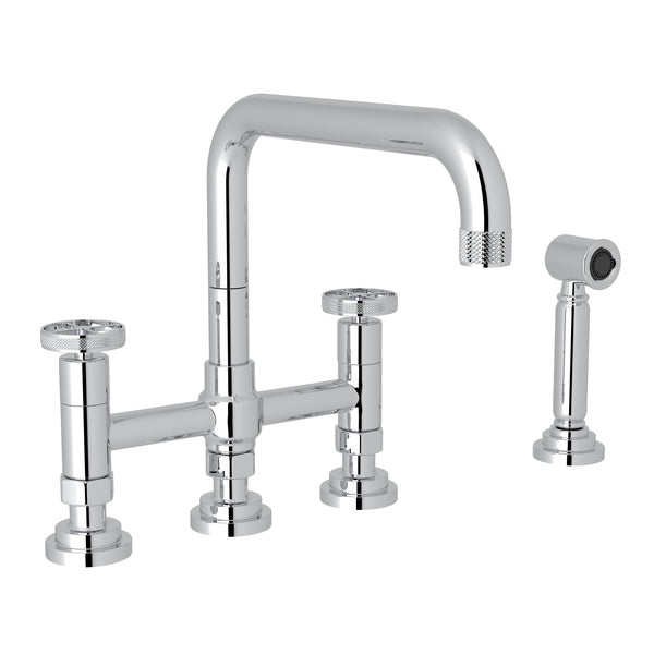 Rohl Campo Mezcladora de Cocina Tipo Puente con Aspersor Lateral - Cromo Pulido