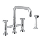 Rohl Campo Mezcladora de Cocina Tipo Puente con Aspersor Lateral - Cromo Pulido