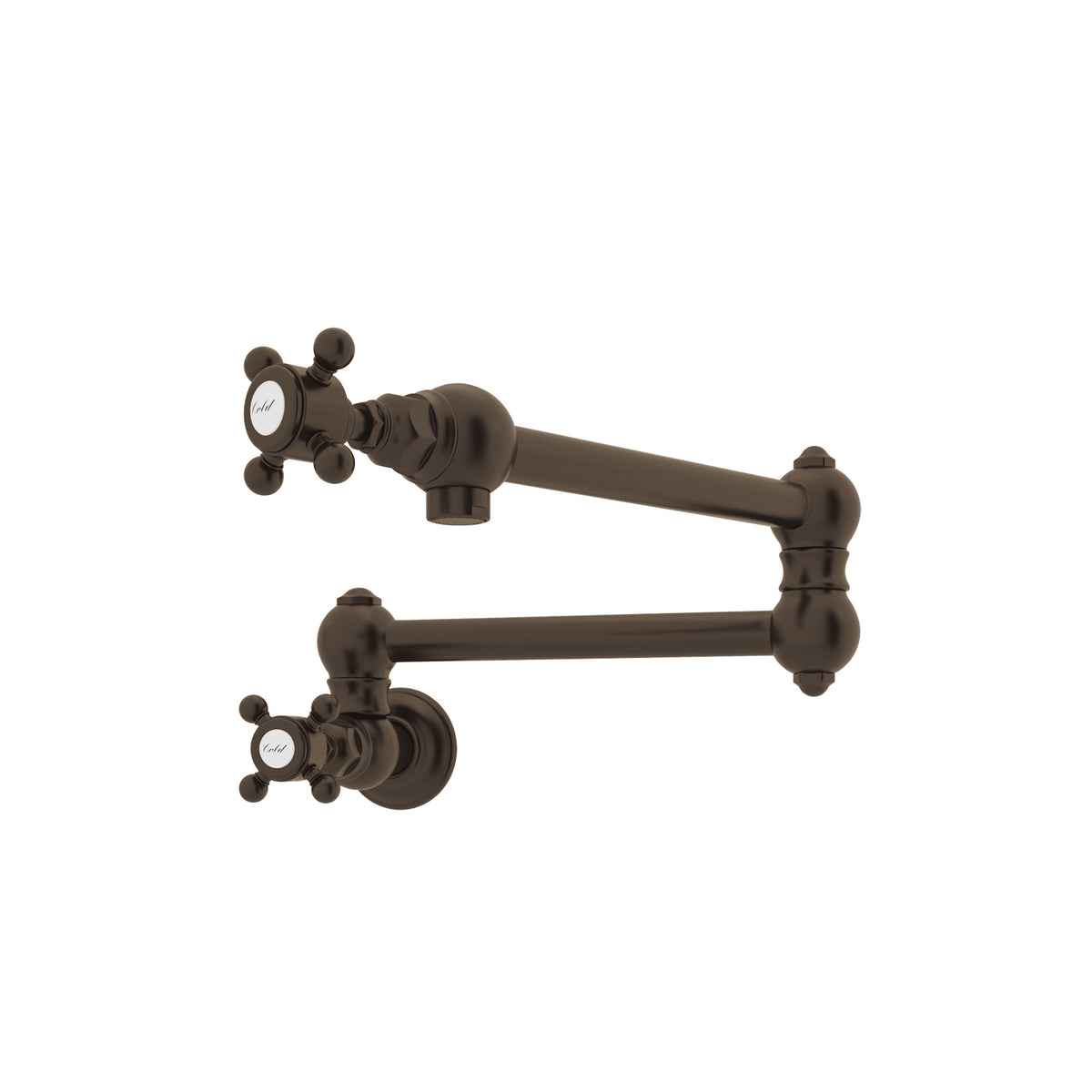 Rohl Llenador de Ollas de Pared con Brazo Abatible - Manija de Cruz - Latón Toscano