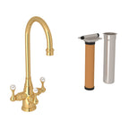 Rohl Georgian Era Kit de Mezcladora Filtradora de Bar y Preparación de Tres Manijas - Oro Inglés