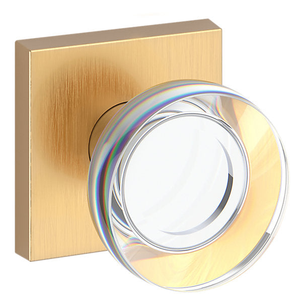 Baldwin Hardware Reserve Perilla Contemporary Crystal — Latón satinado Lifetime — Contemporary Square — Paso