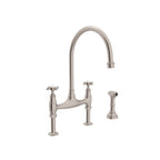 Rohl Georgian Era Mezcladora de Cocina Tipo Puente con Aspersor Lateral - Níquel Satinado