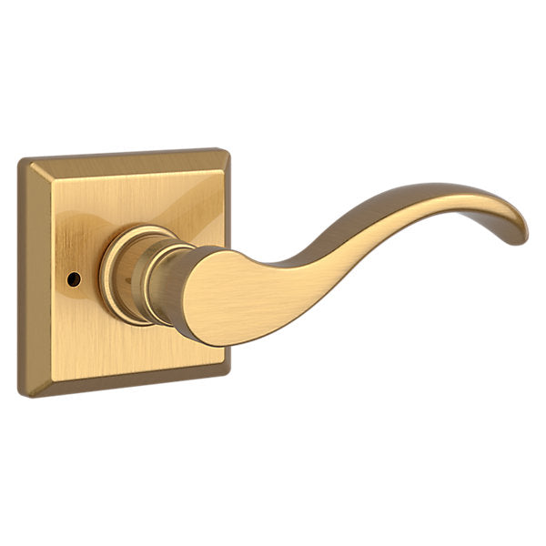 Baldwin Hardware Reserve Manija Curve — Latón satinado Lifetime — Traditional Square — Privacidad