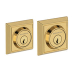 Baldwin Hardware Reserve Cerrojo Chamfered Square — Latón pulido Lifetime (PVD) (doble cilindro)