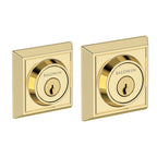 Baldwin Hardware Reserve Cerrojo Chamfered Square — Latón sin laca (doble cilindro)