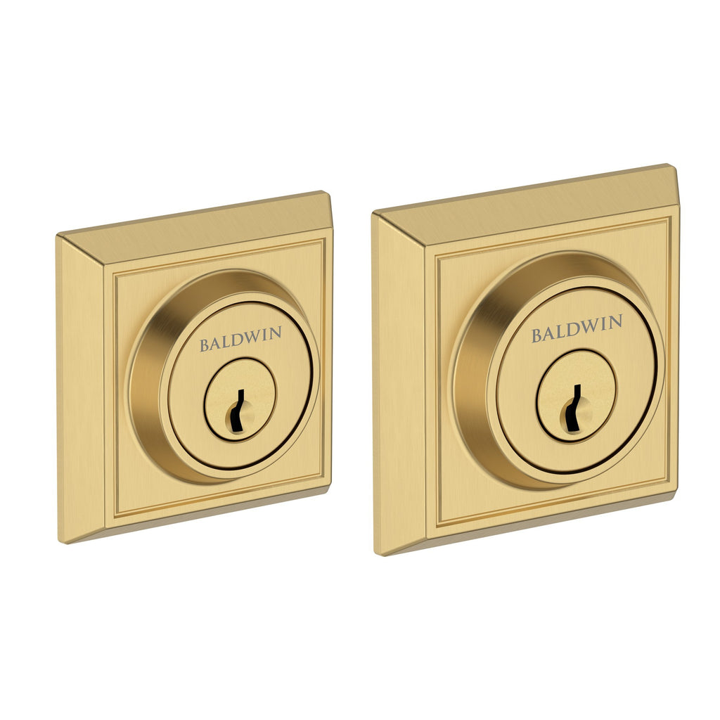 Baldwin Hardware Reserve Cerrojo Chamfered Square — Latón satinado Lifetime (doble cilindro)