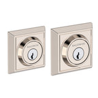 Baldwin Hardware Reserve Cerrojo Chamfered Square — Níquel pulido Lifetime (doble cilindro)