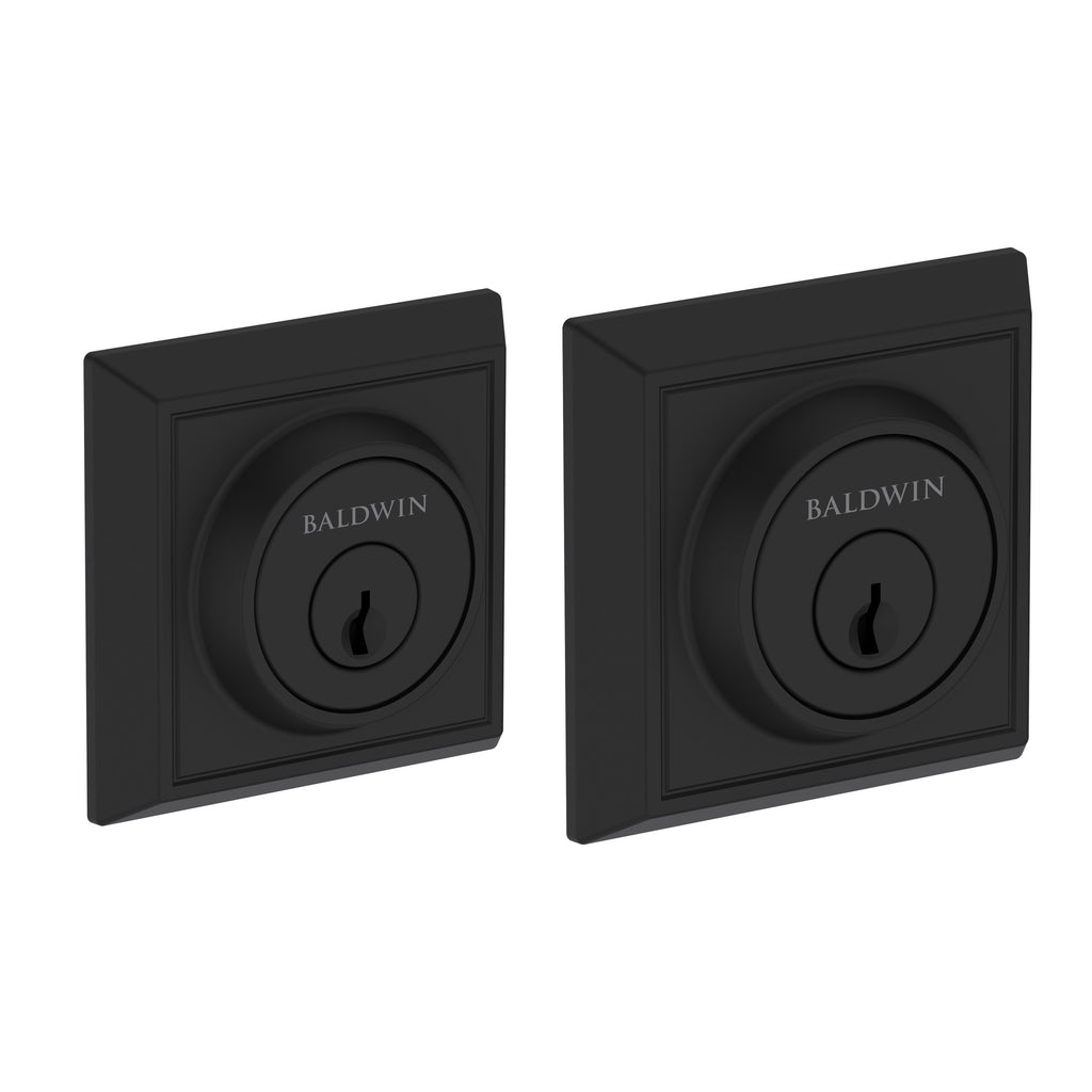 Baldwin Hardware Reserve Cerrojo Chamfered Square — Negro satinado (doble cilindro)