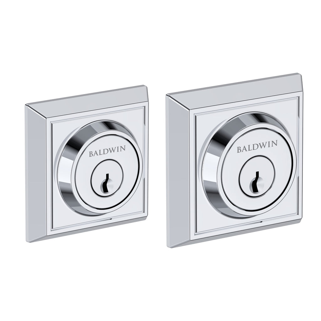 Baldwin Hardware Reserve Cerrojo Chamfered Square — Cromo pulido (doble cilindro)