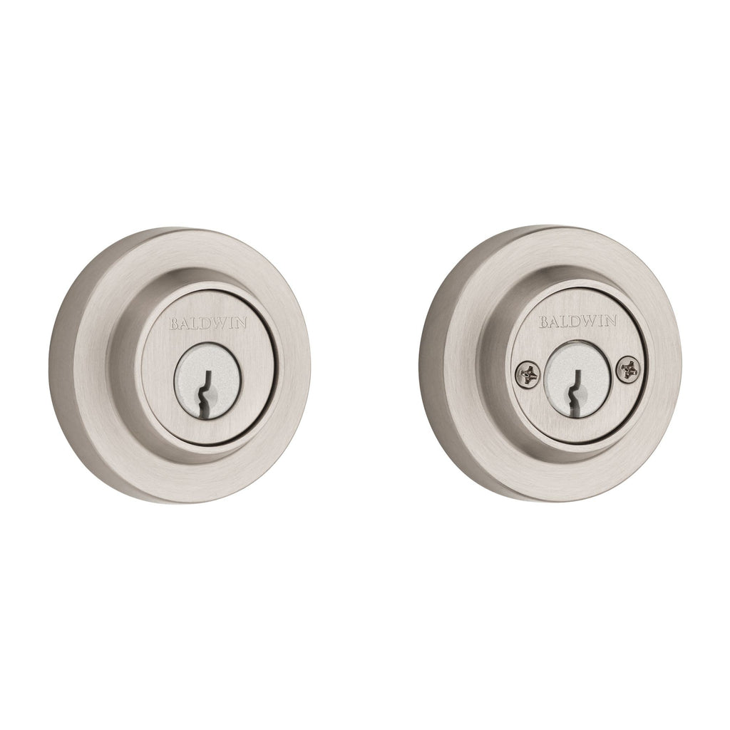 Baldwin Hardware Reserve Cerrojo Contemporary Round — Níquel satinado (doble cilindro)