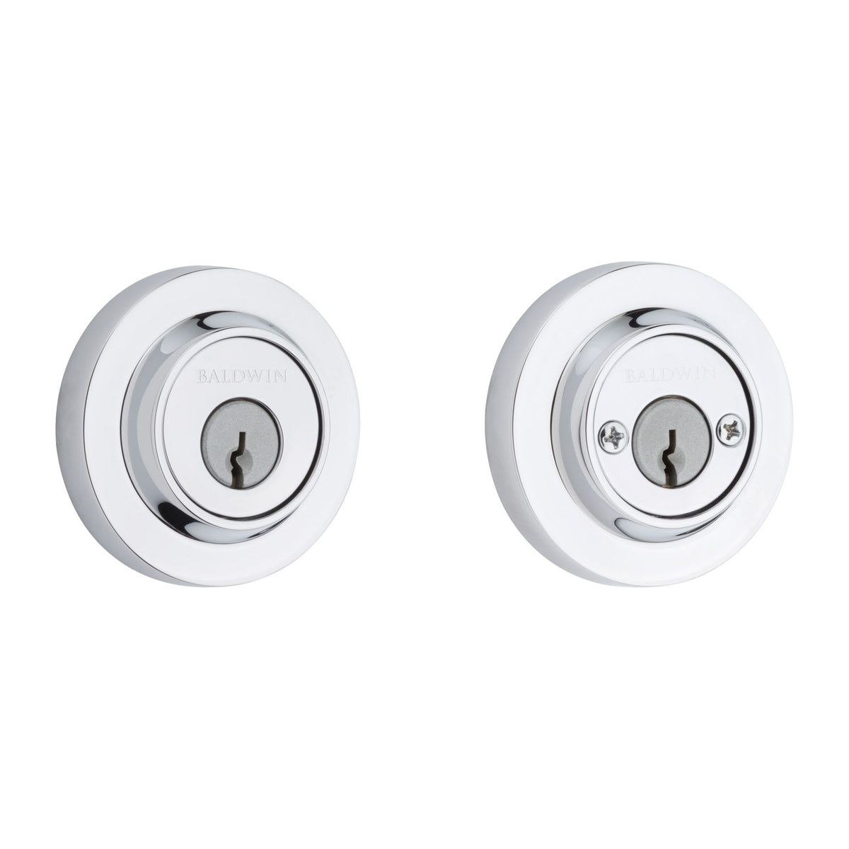 Baldwin Hardware Reserve Cerrojo Contemporary Round — Cromo pulido (doble cilindro)