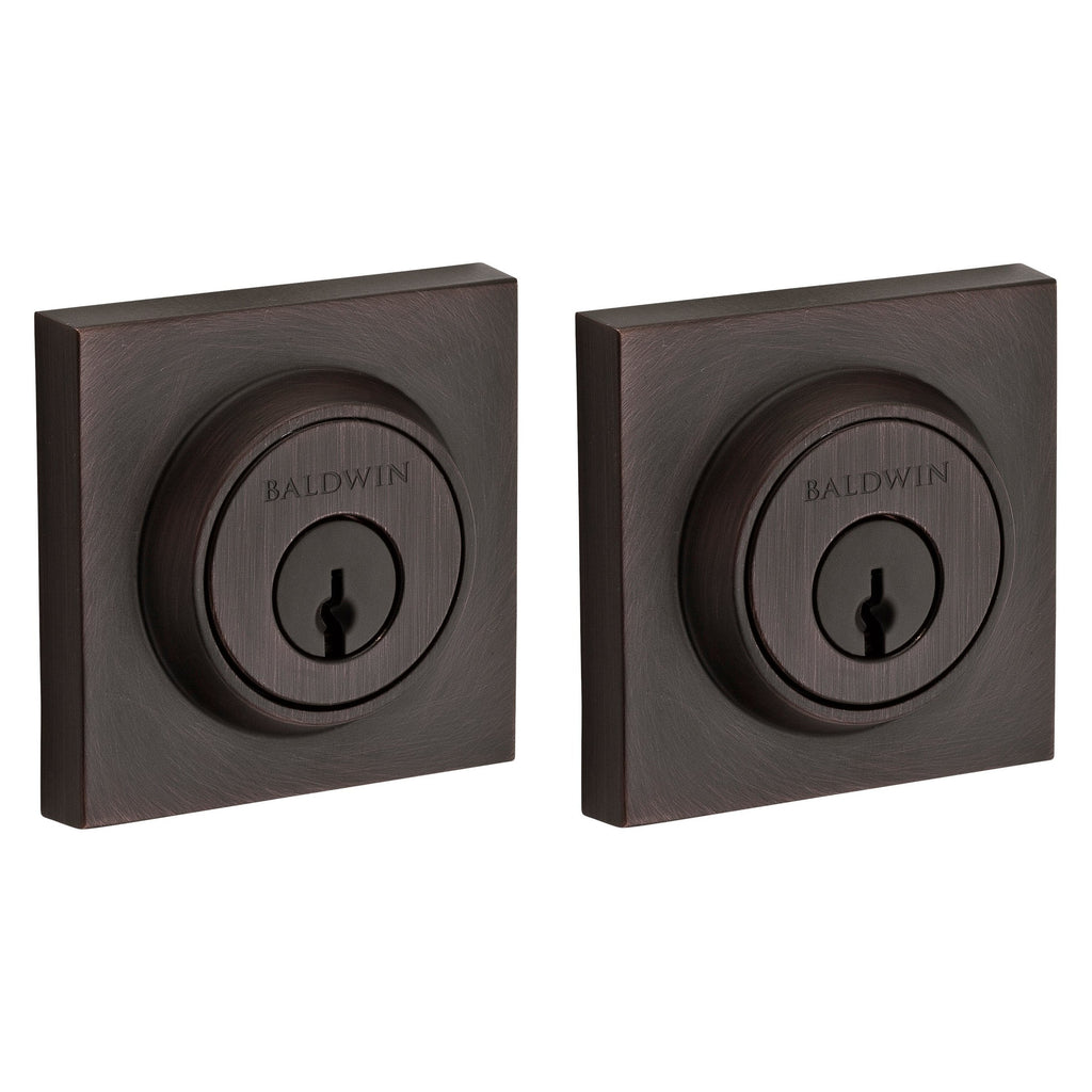 Baldwin Hardware Reserve Cerrojo Contemporary Square — Bronce veneciano (doble cilindro)